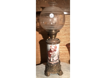 ANTIQUE 'ALICE IN WONDERLAND' OIL LAMP