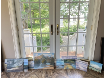 LARGE GROUPING UNFRAMED ELAINE AHEARN NEW HAMPSHIRE PAINTINGS