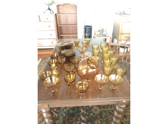 LARGE COLLECTION AMBER GLASS