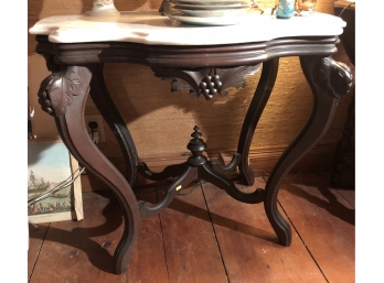VICTORIAN WALNUT MARBLE TURTLE TOP TABLE