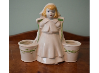 365. Vintage Dutch Girl W/water Buckets Pottery Figure