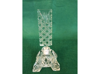 Antique Czechoslovakian 5 1/2' Cut Glass Perfume Bottle
