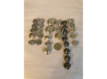 Great Lot Of 31 Vintage Anchor Buttons