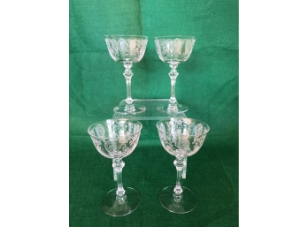 Set Of 4 Vintage  5 1/4' Tall Tiffin June Night Cocktail Stems