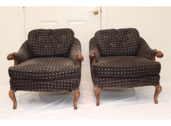 Pair Of Vintage/ Antique Low Back Upholstered Chairs