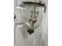 Vintage Glass And Brass 3 Light Chandelier