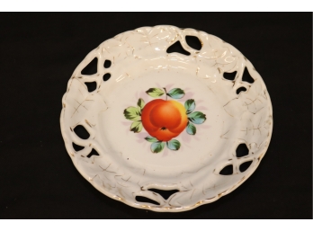 Vintage Peach Pierced Lattice Plate