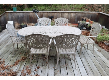 Cast Aluminum Patio Table With 6 Chairs
