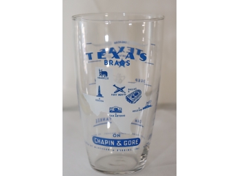 Vintage Texas Brags Bar Glass