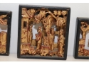 3 Chinese Carved Wall Plaques Decor Art