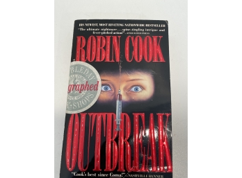 Autographed Paperback Copy Outbreak Signed By Robin Cook
