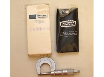 Vintage Craftsman Commercial Micrometer W/ Box & Case