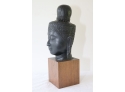 Vintage Buddha Head On Wood Block