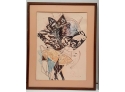 Drawing/Painting By Sid Daniels 1984 Matted And Framed Without Glass. 29 Tall