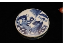Vintage Blue And White Ginger Jar Cover Asian Dish With Lucky Stones