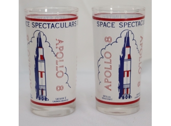 Vintage 1968 Set Of 2 Apollo 8 Drinking Glasses NASA Space