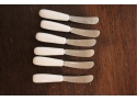 Set Of 6 Butter Cheese Knives White Handles