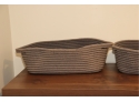 Pair Of Grey Woven Storage Boxes