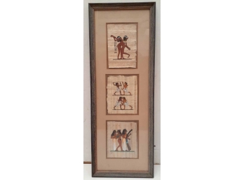 Framed Egyptian Tryptic On Papyrus? 24 Tall