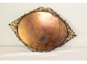 Vintage Ornate Brass Framed Diamond Framed Convex Mirror