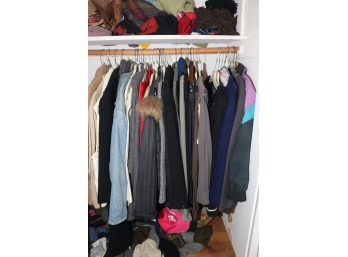 Entryway Closet Lot Jackets, Coats, Hats Scarfs, ALL YOU SEE AND MORE!
