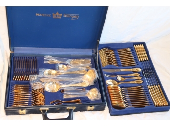 Vintage Bestecke SBS Solingen HARTVERGOLDET 24k Gold Plated Flatware Set