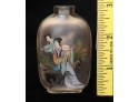 Vintage Japanese Painted Glass Snuff Bottle No Lid