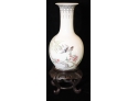 Vintage Porcelain Chinese Swallow Vase On Wooden Base