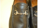 Gucci Black Leather Horse Buckle Bit Loafers Size 37