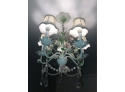 Vintage Shabby Chic Chandelier Porcelain Flowers Crystals