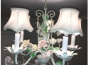 Vintage Shabby Chic Chandelier Porcelain Flowers Crystals