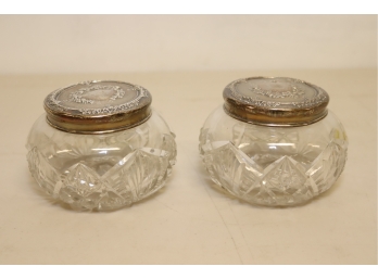 Antique Sterling Silver Covered Vanity Trinket Jars