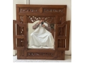 Vintage ASRI Carved Mahogany  Mission Style Wood Framed Mirror With Shutters
