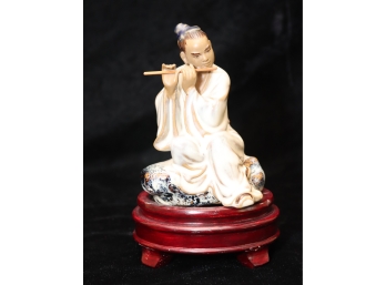 Vintage Porcelain Figurine Japanese Man Playing Flute