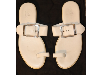 HOGAN White Leather Sandals Size 6 12