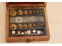 Vintage Triple Beam Balance Scale Weight Set In Wood Box