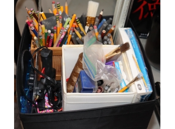 Basket Of Pencils Glue Gun Stapler And More!