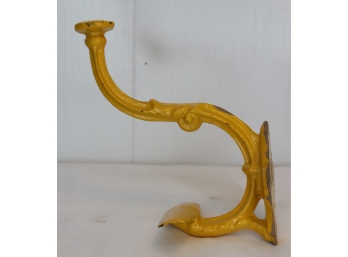 Vintage Cast Iron Large Yellow Coat Hook