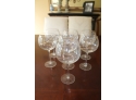 Set Of 7 Red Wine Glasses Gold Swirl Pattern