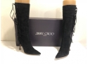 JIMMY CHOO Gloria Women's Boots Shoes Fringe Suede Black Size 37