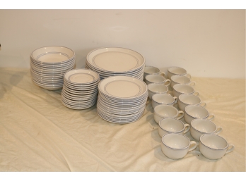 Vintage The Source Fortunoff Light Blue & White  Dishes Bowls Plate China Set 69 Pieces