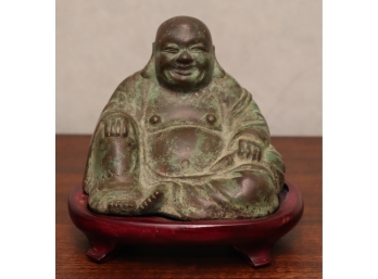 Bronze Buddha On Wooden Base