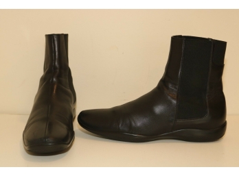Prada Black Leather Slip On Ankle Boots Sz. 35 1/2 (e2)