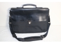 Tumi Black Leather And Nylon Laptop Messenger Bag Briefcase