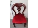 Vintage Carved Wood Framed  Upholstered Red