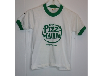 Vintage Kid's Tony Greco's Pizza Machine Green/ White T-Shirt Size10-12