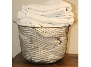 Big Wire Basket Of White Towels