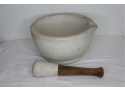 Large Antique Vintage Acid Free Apothecary Mortar And Pestle Pharmaceutical