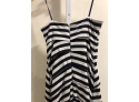 Artelier Nicole Miller Strapless White With Navy Stripe Dress Size P