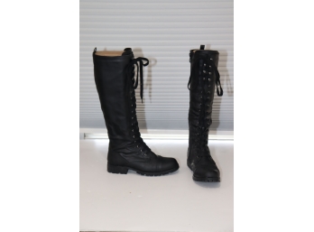 Wanted Black High Lace Up Boots Size 6